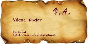 Vécsi Andor névjegykártya
